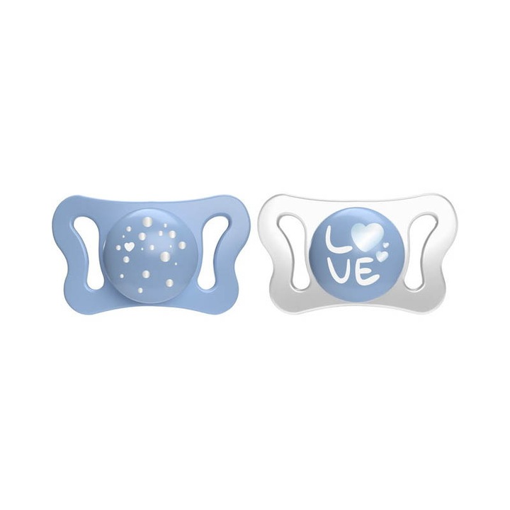 2 db fogszabályozó szilikon cumi készlet Chicco Physio Forma Micro 156269-AL, kék
