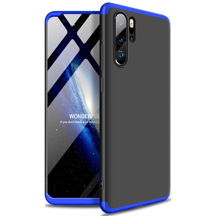 Huawei P30 Pro-val kompatibilis borító – 360 fokos (kék/fekete)