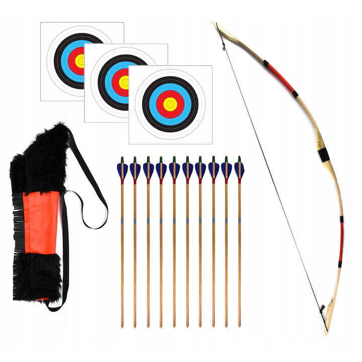 Set arc/10 sageti, Lemn, 115 cm, Multicolor