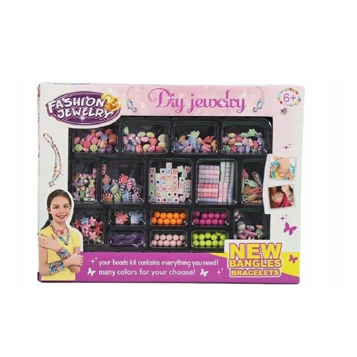 Kit creativ pentru construire bratari, Fashion Jewelry, 6 ani, Multicolor