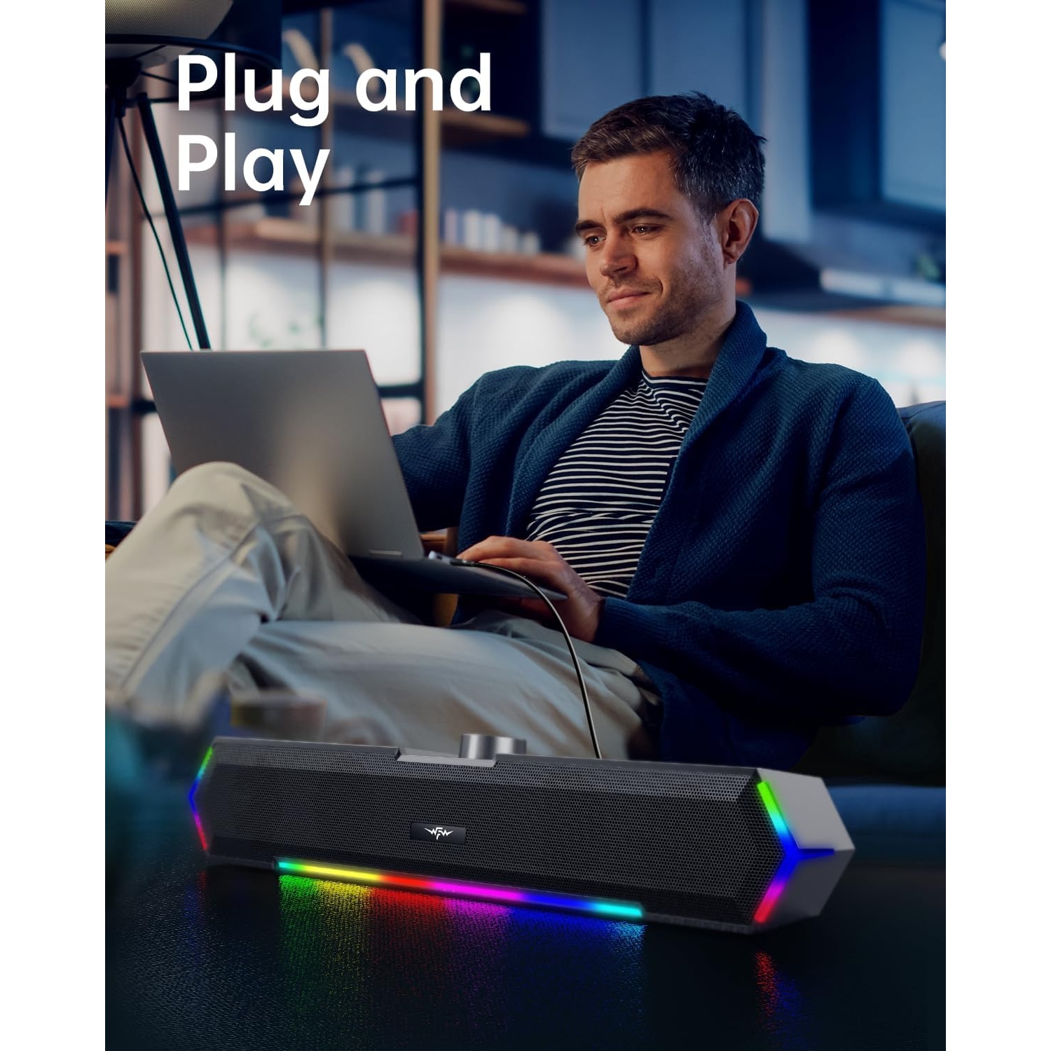 Boxa computer, laptop, 12W, usb 3.5 mm, rgb, auxiliar, neagra - eMAG.ro
