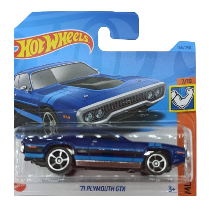 Masinuta metalica Hot Wheels, '71 Plymouth GTX, 1:64, Albastru