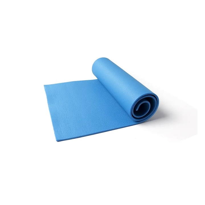 Jógaszőnyeg fitneszhez, polietilén, 140x50 cm, kék