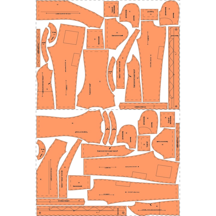 Tipar Croitorie Costum Medical dama, 9 marimi 38 - 54, hartie