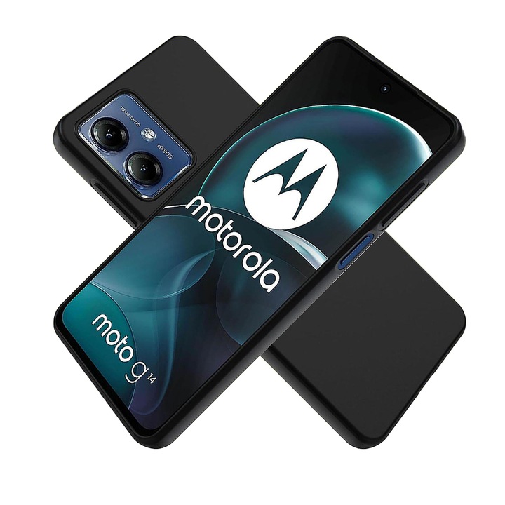Силиконов калъф TPU G-Tech Liquid, съвместим с Motorola Moto G14, изработен от силикон, черен