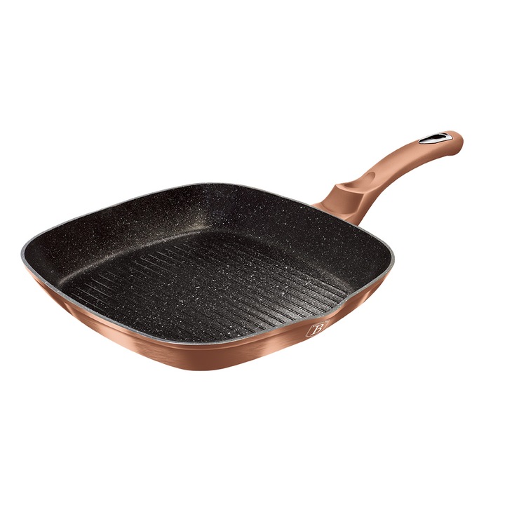 Tigaie grill marmorata 28 cm Rose Gold Metalic Line Berlinger Haus BH 1521N