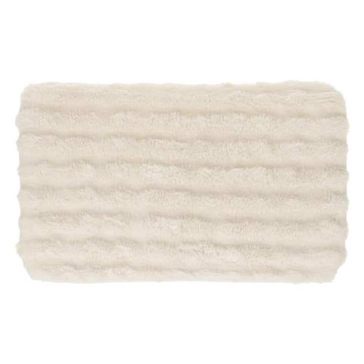 Covoras decorativ Shopiens® din blana artificiala, cu fire moi, ecru, 80 x 50 cm