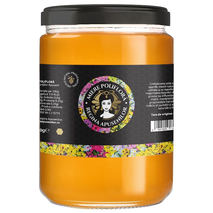 Miere poliflora pura, 100% produs romanesc natural, Regina Apusenilor, 950g
