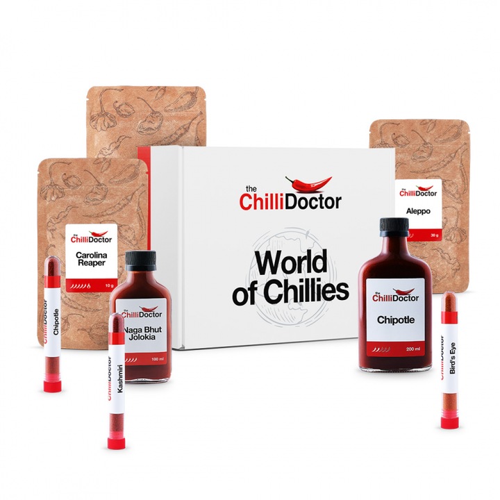 Chili The Chilli Doctor - World of Chillies - un pachet chili de ardei iute din intreaga lume 400 g