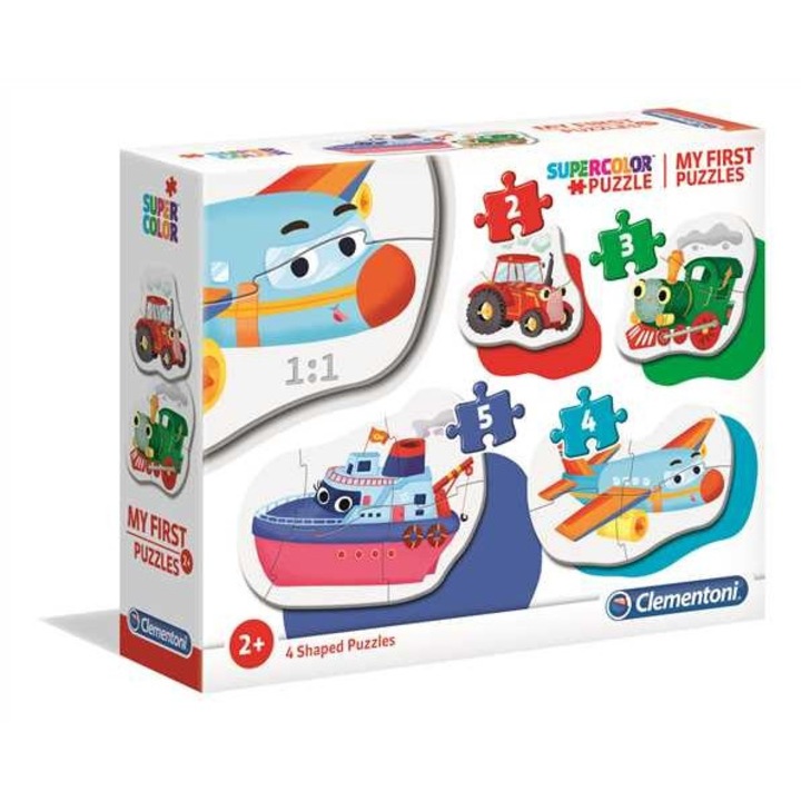 Puzzle 4in1 cu mijloace de transport, Clementoni, 2+, 3-12 piese, Multicolor