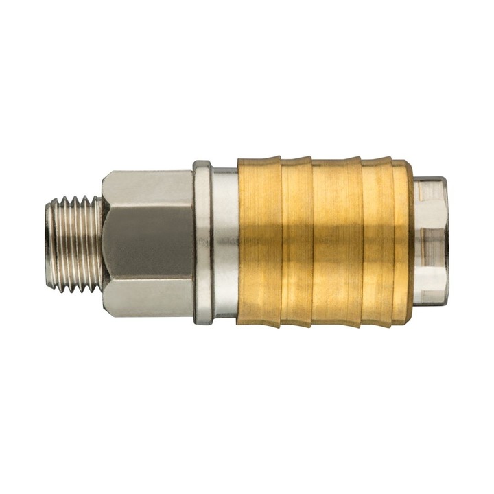 Conector rapid pentru compresor cu filet exterior, Neo, 1/4", Argintiu/Auriu