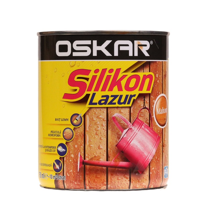 Bait lemn Oskar Silikon Lazur, pe baza de solvent, interior/exterior, mahon, 0.75 L