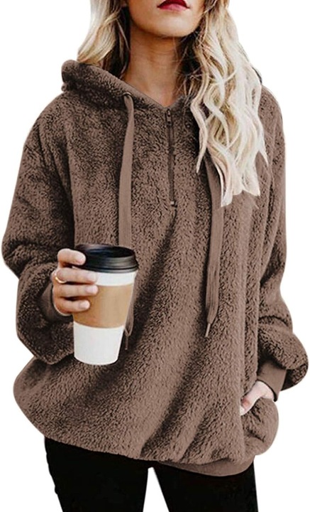 Női kapucnis pulóver, JeiibrZui, Bézs, Barna