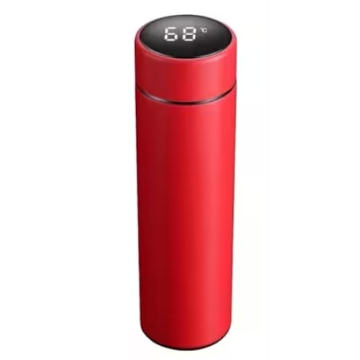 Termosz hőmérséklet kijelzővel, acél, űrtartalom 500 ml, LED kijelzővel, piros