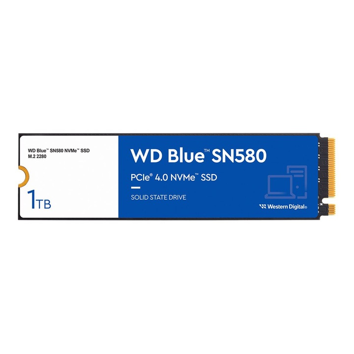 Solid-State Drive (SSD) WD Blue SN580 WDS100T3B0E - SSD - 1 TB - internal - M.2 2280 - PCIe 4.0 x4 (NVMe) WDS100T3B0E