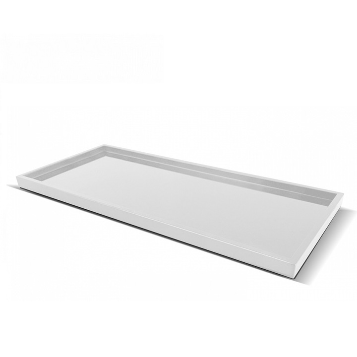 Tava pentru cosmetice si accesorii pentru hotel, din plastic alb lucios, 24,5 x10,5 x 1 (h) cm