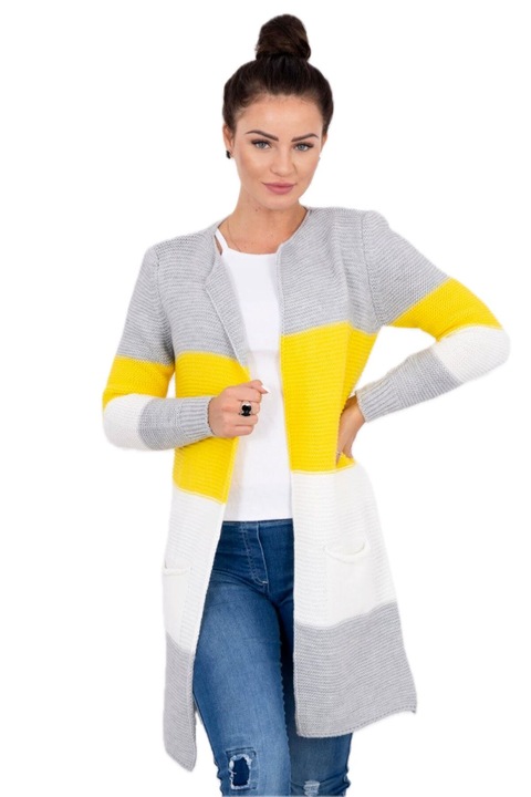 Kesi Ishimrei női kardigán szürke-sárga, Szürke, One Size