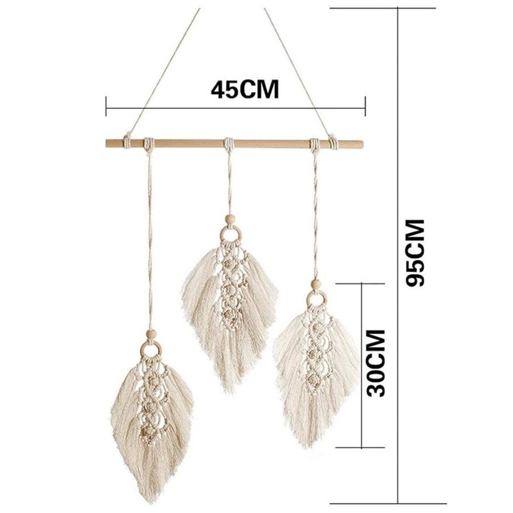 Boho dekoráció, Longziming, Pamut, 95 x 45 cm, Bézs