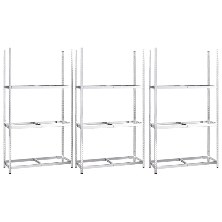 VidaXL 3 db ezüstszínű 3-szintes acél gumiabroncstartó 110x40x200 cm 3154234