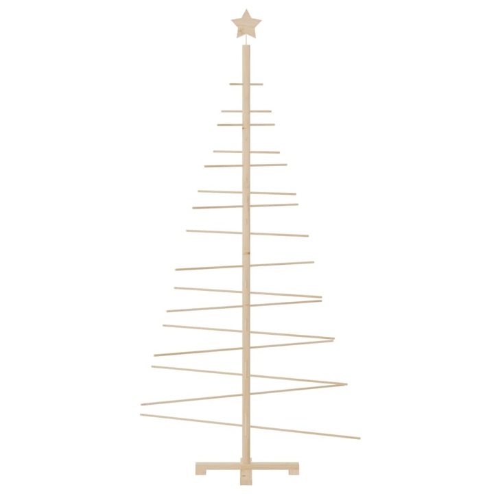Brad de Craciun din lemn decorativ vidaXL, 180 cm, lemn de pin masiv, 1.45 Kg