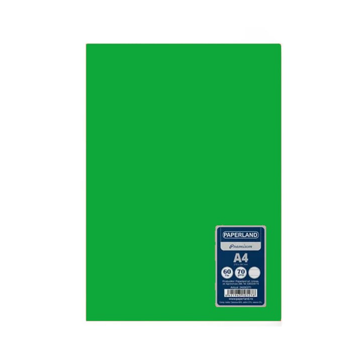 Caiet studentesc, PAPERLAND, A4, 60 file, capsat, dictando, 70g/mp, coperta plastic, verde
