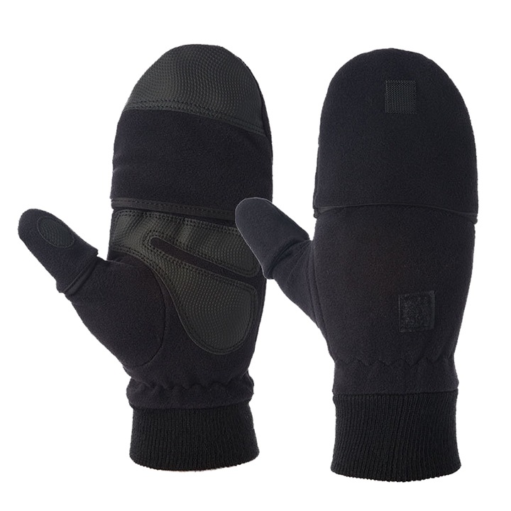 Manusi QttvbTna, degete detasabile, antiderapante, fleece, negru