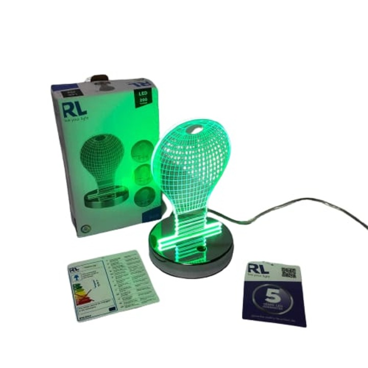 Иновативна LED нощна лампа, многоцветна крушка, 3D, 20 см