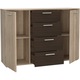 Comoda Forte Helen, dimensiuni 129.6x 91.3x 38 cm, culoare stejar Sonoma/ stejar Denver, 2 usi, 4 sertare