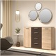 Comoda Forte Helen, dimensiuni 129.6x 91.3x 38 cm, culoare stejar Sonoma/ stejar Denver, 2 usi, 4 sertare