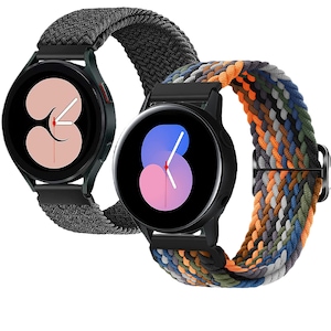Set 2 bratari smartwatch, MATCHEASY, Nylon, Compatibil cu Samsung Galaxy Watch 6/5/4 40mm 44mm/ 5 Pro 45mm/ 4/ 6 Classic 42mm 46mm 43mm 47mm, Negru/Multicolor