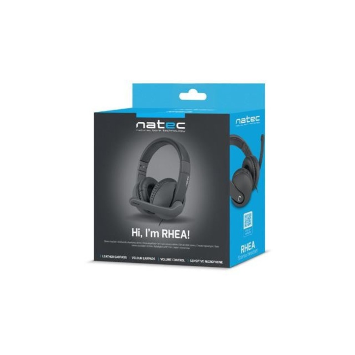 Fejhallgató mikrofonnal, Natec, 50-1600 Hz, Fekete