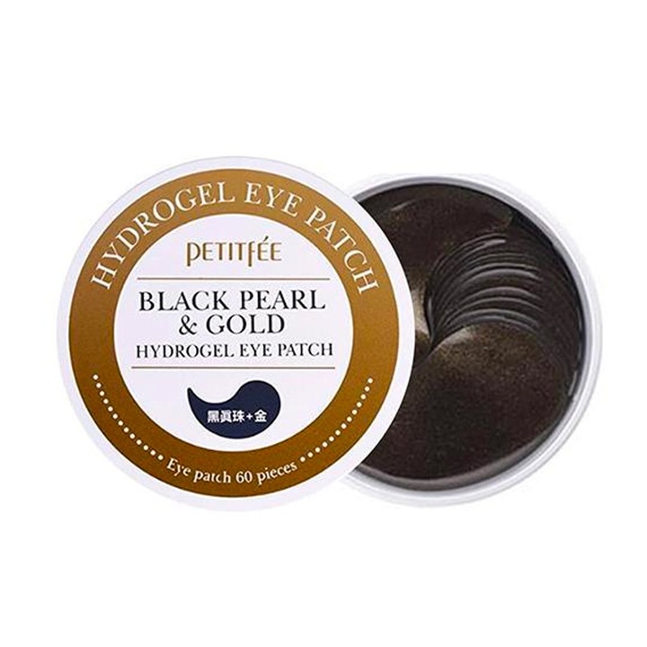 Хидрогелни лепенки Petitfee, С черни и златни перли, 60 броя