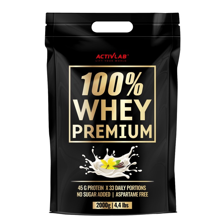 Proteine Whey Premium 100%, ActivLab, 2000 g, vanilie