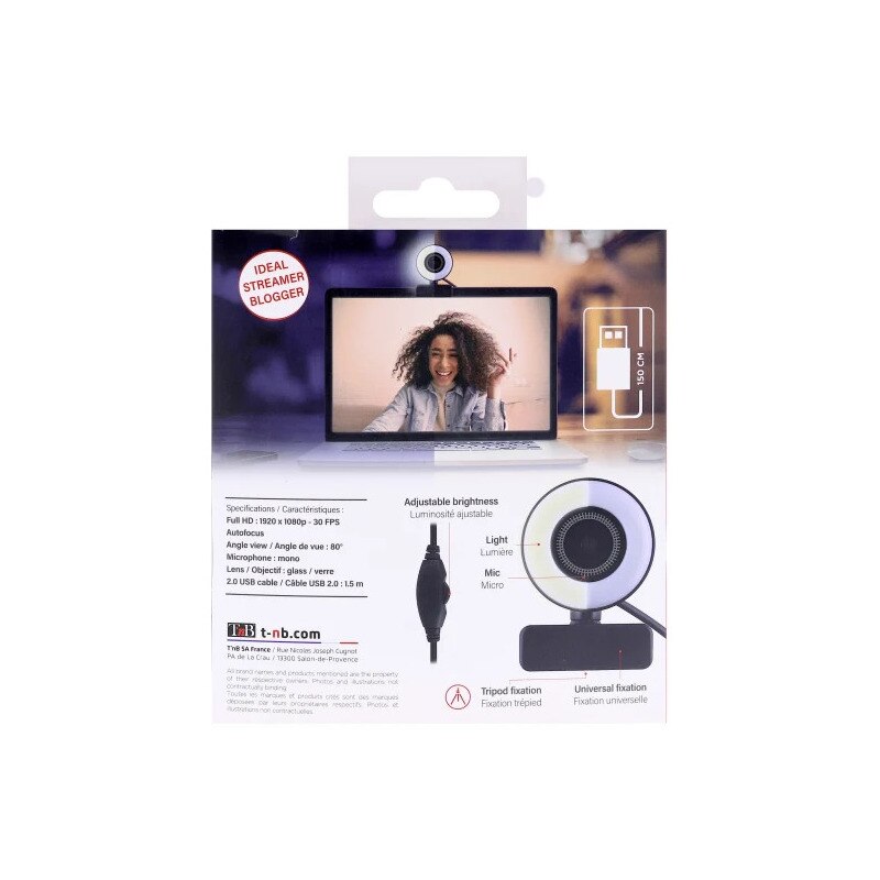 Camera web, TNB, Iluminare LED, 1080p, Negru - eMAG.ro