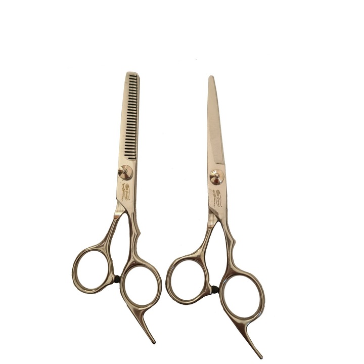 Set 2 foarfece 6" profesionale pentru tuns si filat din otel pentru frizerie si saloane coafor