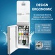Dozator de apa comercial Zass ZWD 24 WF, de podea cu conectare la reteaua de apa, sistem de filtrare in 4 trepte si Purificare cu lampa UV, apa calda 7,5 L/h, racire cu compresor 4 L/h, Panou Touch, Alb