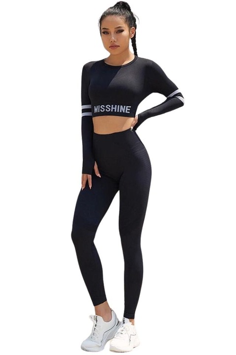 Черен безшевен клин с висока талия Misshine