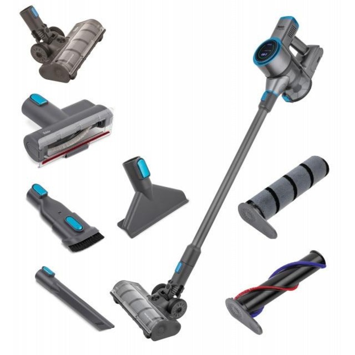 Aspirator vertical 2in1 Fakir INOVATOR X Plus 7286, Perie Turbo par animale, 25,9 V, 350W, 44 min autonomie, Putere automata, Ecran LED touch, HEPA, Iluminare LED perie, 500 ml, Albastru