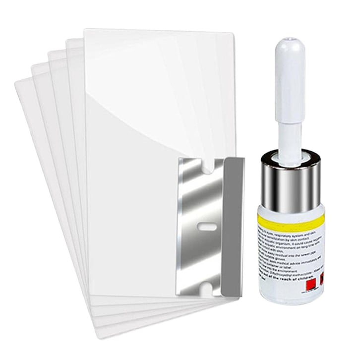 Kit Reparatii Geamuri Auto EDAR, Usor De Folosit, Cantitate 2 ml, Uscare Rapida, 5 Folii Si Lama Incluse