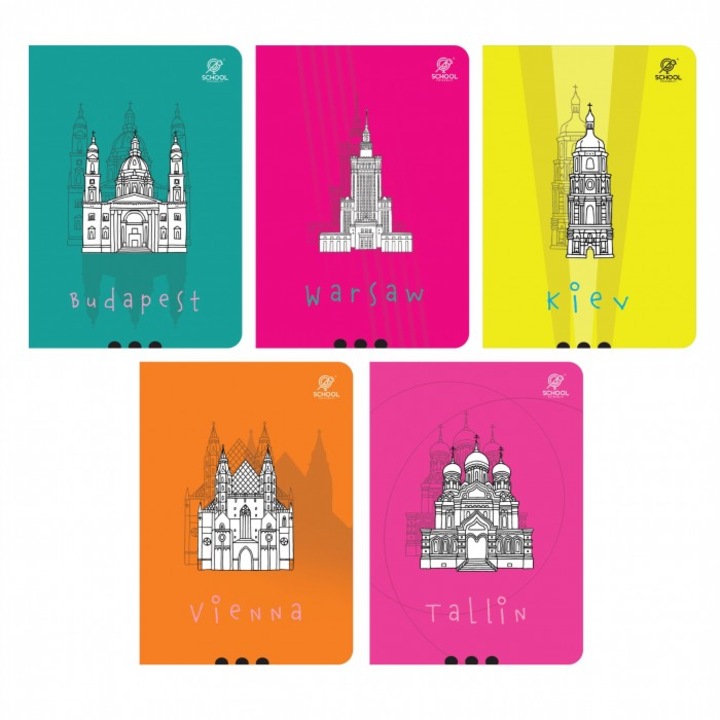 Caiet A5, grila 64k Elanders, orase, pachet 10 buc.