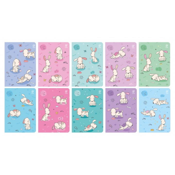 Set 10 caiete, Elanders, A5 16k, Model catei, Multicolor