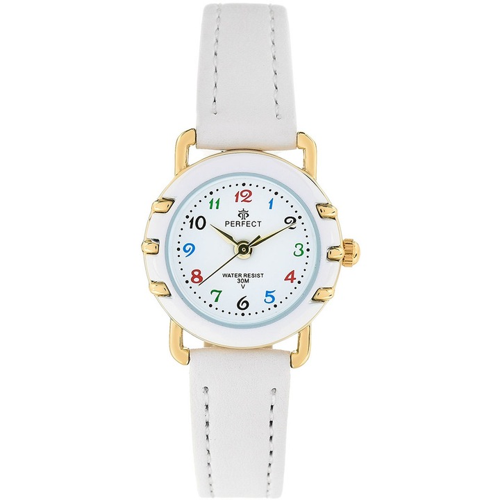 Часовник, Perfect, Classic PF00315, кожа, бял