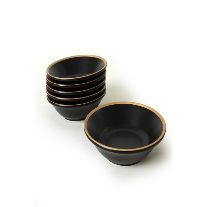 Комплект купи за супа, Keramika, 6 брой, Керамика, черен, 18 cm