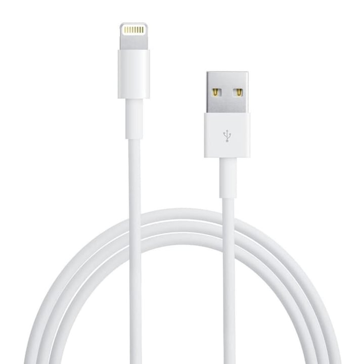 Cablu de Date USB-A la Lightning, 1m, Apple (MD818ZM/A), White (Bulk Packing)