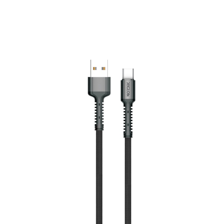 Cablu de date USB - Type-C, NORDIC, Braided, 40W, 2m, negru