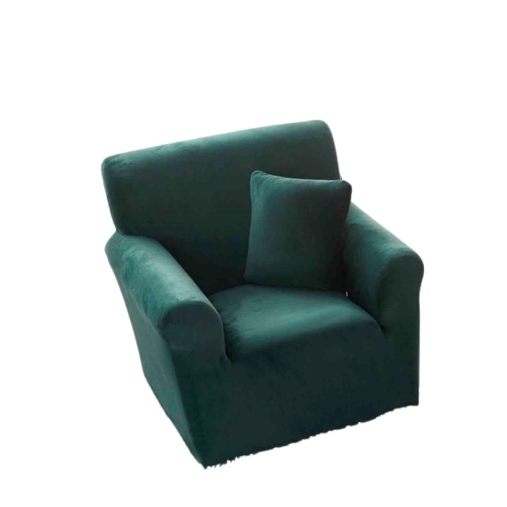 Elasztikus fotelhuzat, Velvet, Jojo Home, Uni, S-90x130cm, smaragdzöld