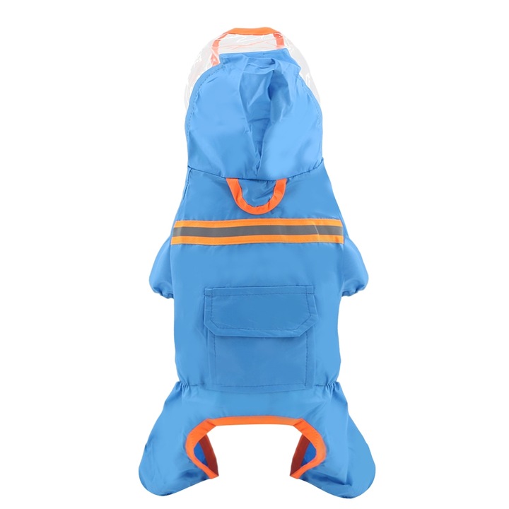 Salopeta de ploaie pentru caini, cu banda reflectorizanta, MDL-17A, albastru, S