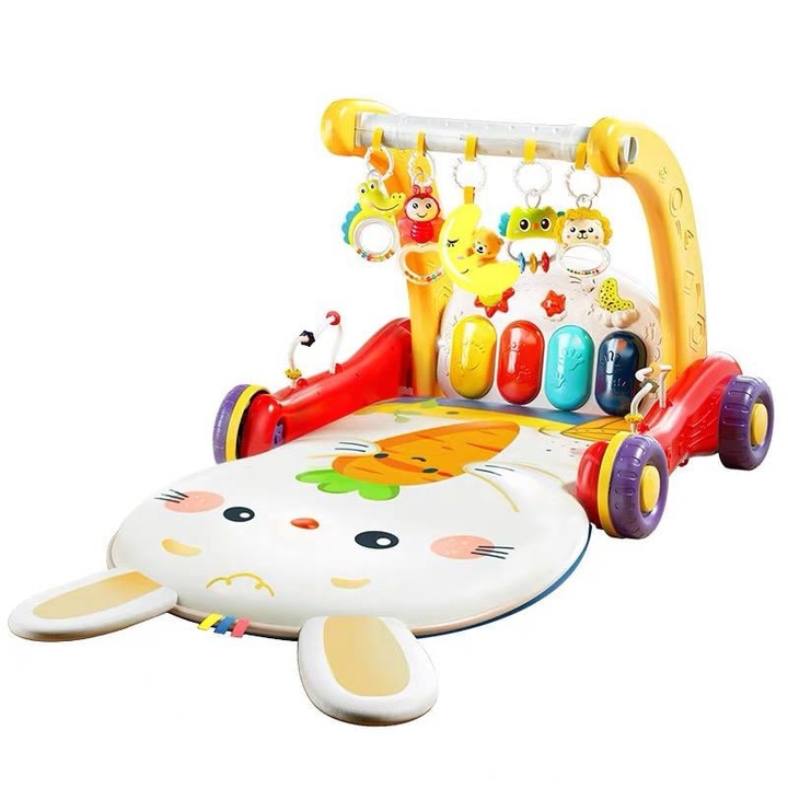 Antemergator si saltea de joaca Baby Walker 3 in 1 pentru bebelusi, rosu