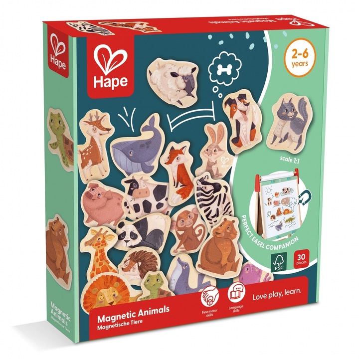 Set de joaca, Hape, Animale magnetice, 30 piese