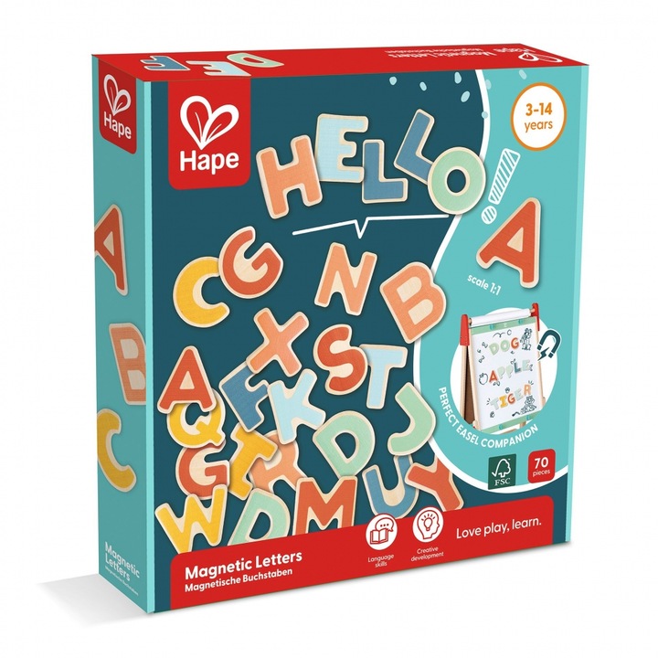 Set educativ, Hape, Litere magnetice, 70 piese